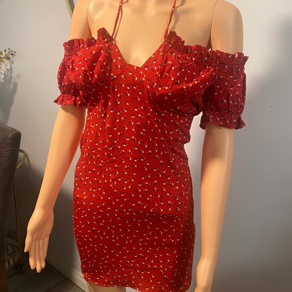 White Fox Boutique Red Floral Mini Dress